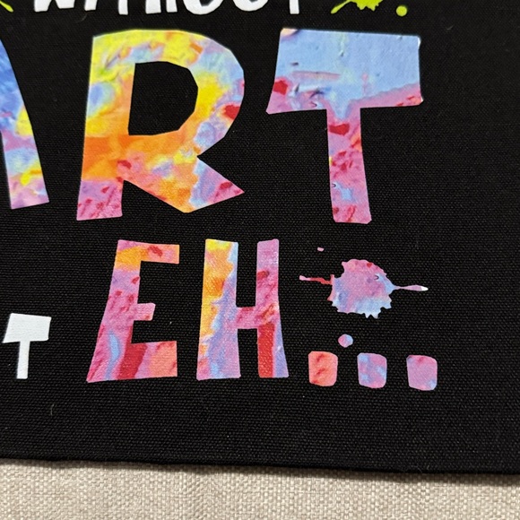 Like New-Fabric Open Top Tote Bag-Black/Rainbow Colored Logo - Picture 3 of 10